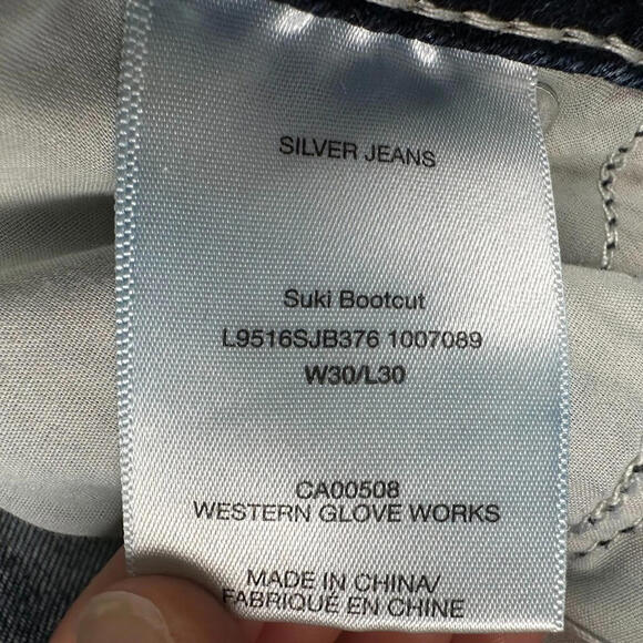 SILVER Jeans Womens SUKI Boot Cut Denim 30x29 Low Rise Thick Stitch Cowboy Rodeo - Picture 3 of 9